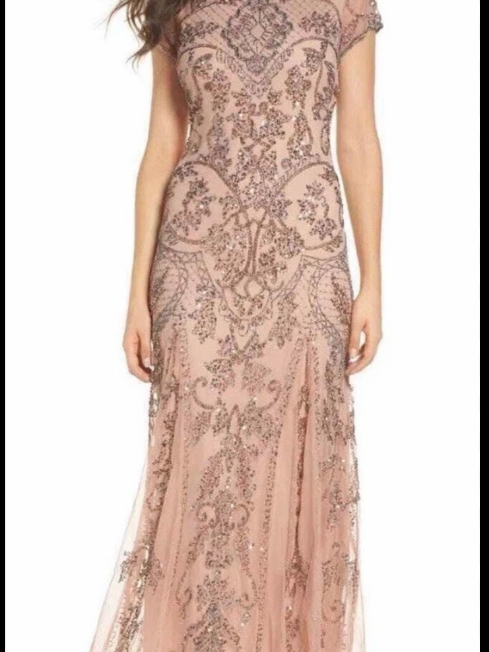 Pisarro Nights Blush Beaded Maxi Dress